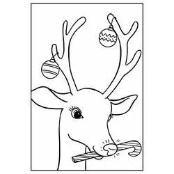 オーナメントとキャンディケーンを持つクリスマスのトナカイ のぬりえ