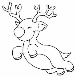 クリスマスのトナカイが楽しそうに飛ぶ のぬりえ