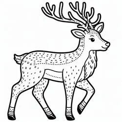 大きな角を持つ歩くトナカイ のぬりえ