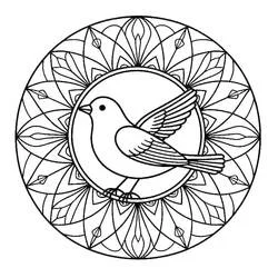 鳥曼荼羅 - 無料の印刷用ぬりえ