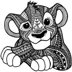 マンダラ模様が描かれたシンバ のぬりえ