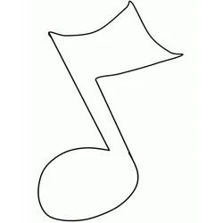 曲線の旗がついた一つの音符 のぬりえ