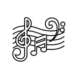 ト音記号とヘ音記号のある音符 のぬりえ