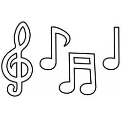 音符とト音記号の絵 のぬりえ