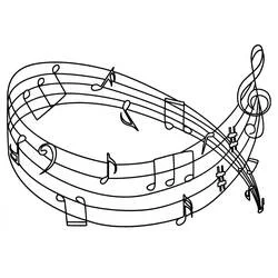 五線譜に浮かぶ音符たち のぬりえ
