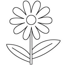 丸い花びらのシンプルな花 のぬりえ