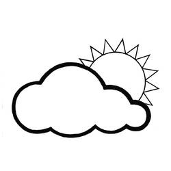太陽と雲 - 無料の印刷用ぬりえ