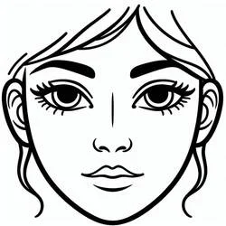 長いまつ毛の少女の顔 のぬりえ