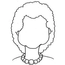 巻き毛の女性の何も描かれていない顔 のぬりえ