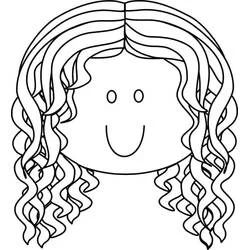 巻き毛の女の子の顔 のぬりえ