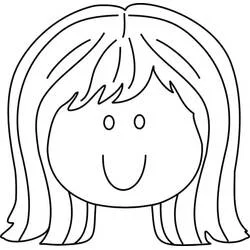 長い髪の笑顔の女の子の顔 のぬりえ