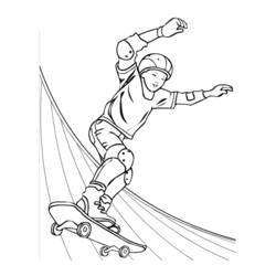 スロープを滑るスケートボーダー のぬりえ