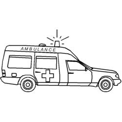 サイレンと十字マークの救急車 のぬりえ