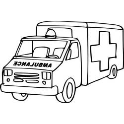 側面に十字が描かれた救急車 のぬりえ
