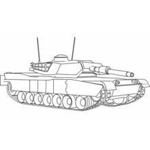 長い砲身とアンテナのある戦車 のぬりえ