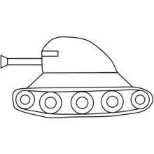 丸い車輪の戦車 のぬりえ