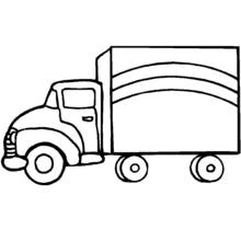 縞模様のコンテナを積んだトラック のぬりえ