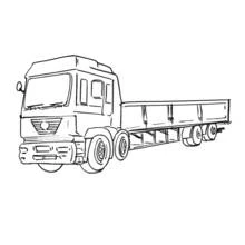 長い荷台トレーラーを引くトラック のぬりえ