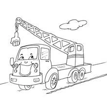 笑顔のクレーン付きトラック のぬりえ