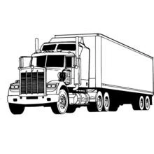 長いトレーラーを引くトラック のぬりえ