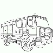 頑丈な前面グリルが付いた消防車 のぬりえ