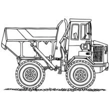荷台を傾けたダンプトラック のぬりえ