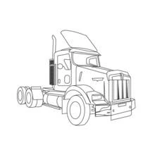 トレーラーなしのトラクタートラック のぬりえ