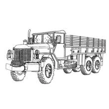 木製の荷台を持つ軍用トラック のぬりえ