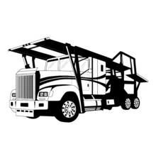 車両運搬トレーラーを引くアメリカントラック のぬりえ