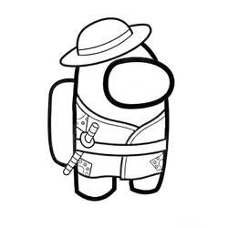麦わら帽子をかぶったAmong Usのキャラクター のぬりえ