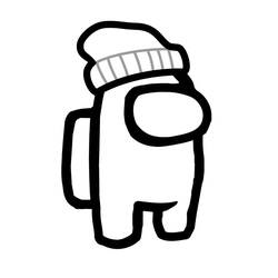 ニット帽をかぶったAmong Usのキャラクター のぬりえ