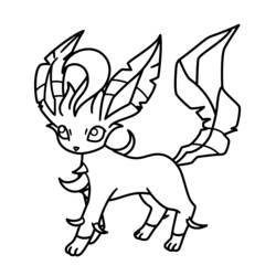 リーフィアが横向きに立つ姿 のぬりえ